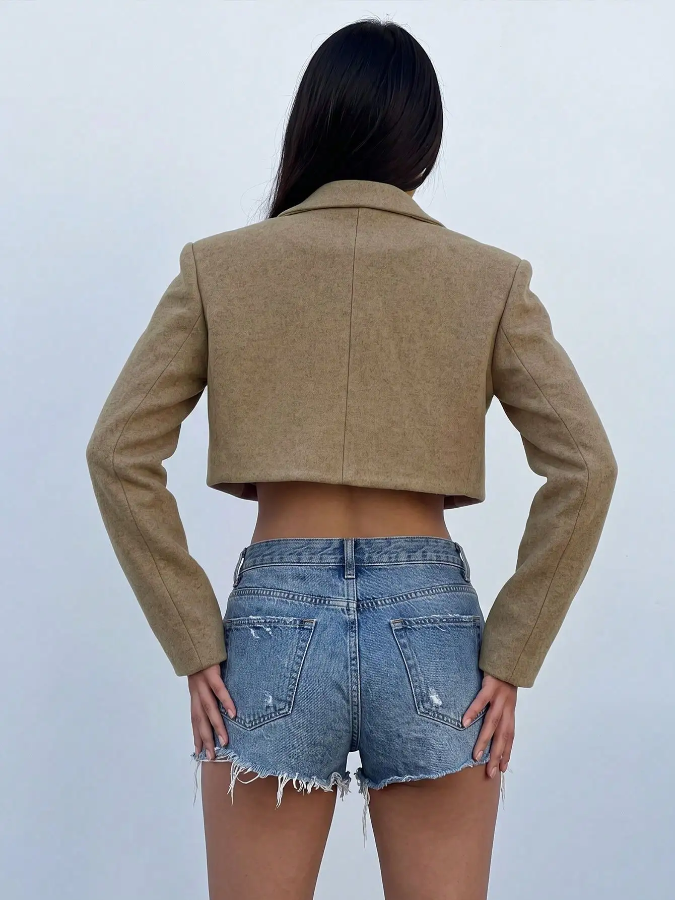  Women's Fall/ Lapel Neck Long Sleeve Cropped Overcoat Night Out Business Khaki Street Smart Casual Elegant Work Office Going Ou