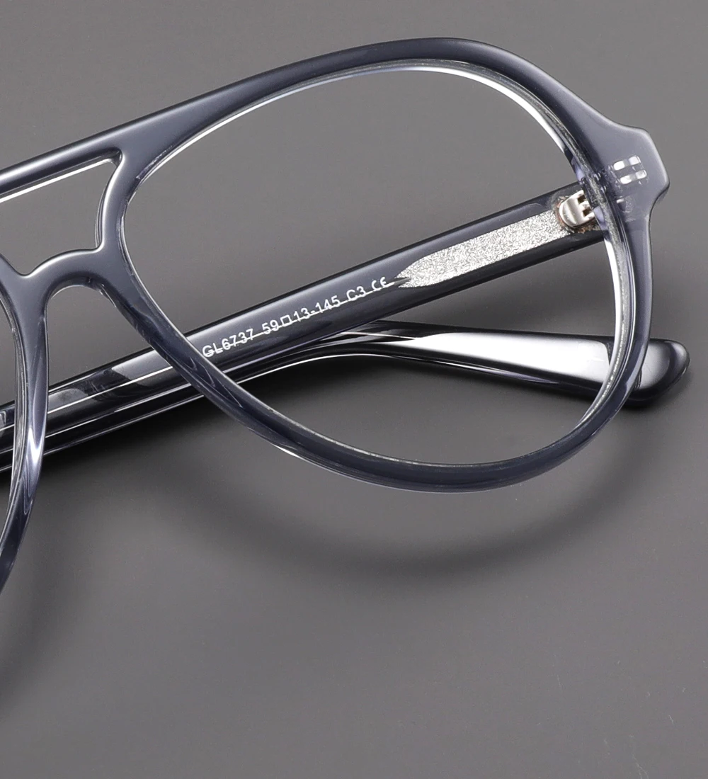 Pilotenbrille aus Acetat mit großem Rahmen für Herren, individuelle Korrektionsbrille, Persönlichkeits-Lesebrille, modische Brille – Detail 3