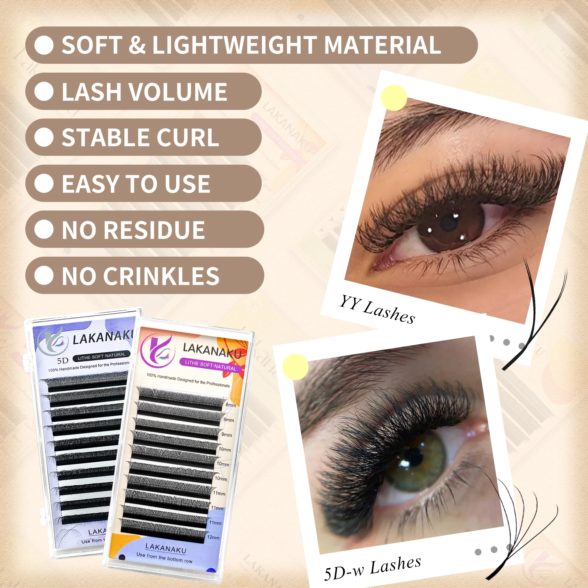 LAKANAKU YY/3D/4D/5D/6D/7D W Clover Wimpernverlängerung Cilios Extensiones De Pestañas Vorgefertigte Fächerwimpern Volumenverlängerung – Detail 2