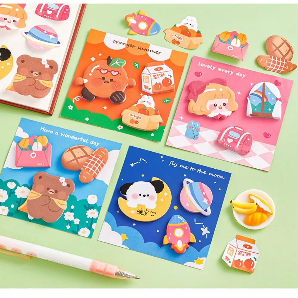 Cute Paper Cartoon Combination Sticky Notes, Mensagens coloridas, Notas pegajosas em forma especial, Colar deixar mensagens