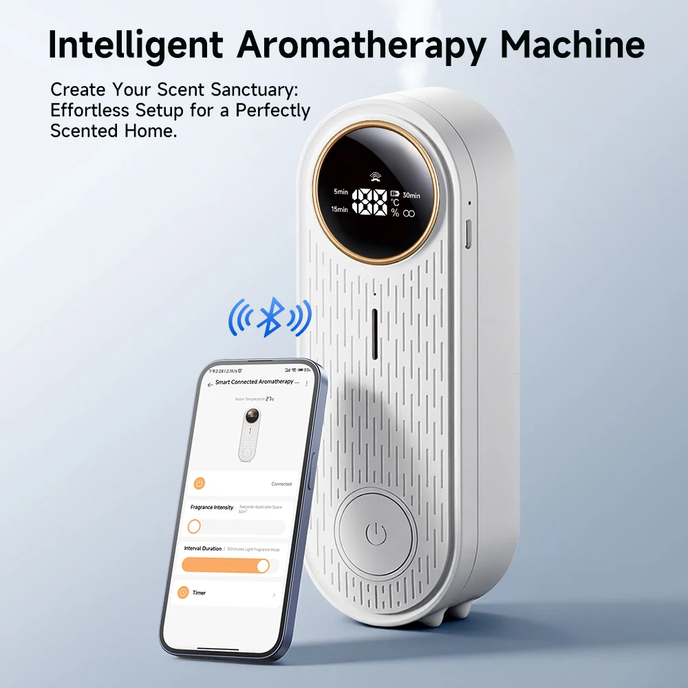 เครื่องกระจายกลิ่นน้ำมันหอมระเหยพร้อมระบบควบคุมผ่านแอพฯ, เครื่องกระจายกลิ่นหอม (พ่นอัตโนมัติ, ติดผนังได้) สำหรับบ้านและสำนักงาน พร้อมน้ำยาเติม