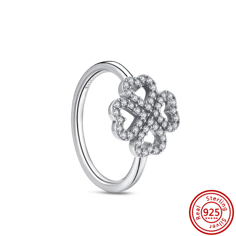 Women's 925 Sterling Silver Simple Stackable Zircon Ring