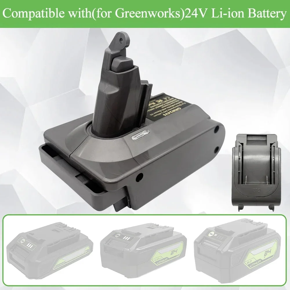 For Greenworks 24V Lithium Batteries Converting To for Dyson V6 Vacuum Cleaners Power Tools GRW24V6 Battery Adapter Converter