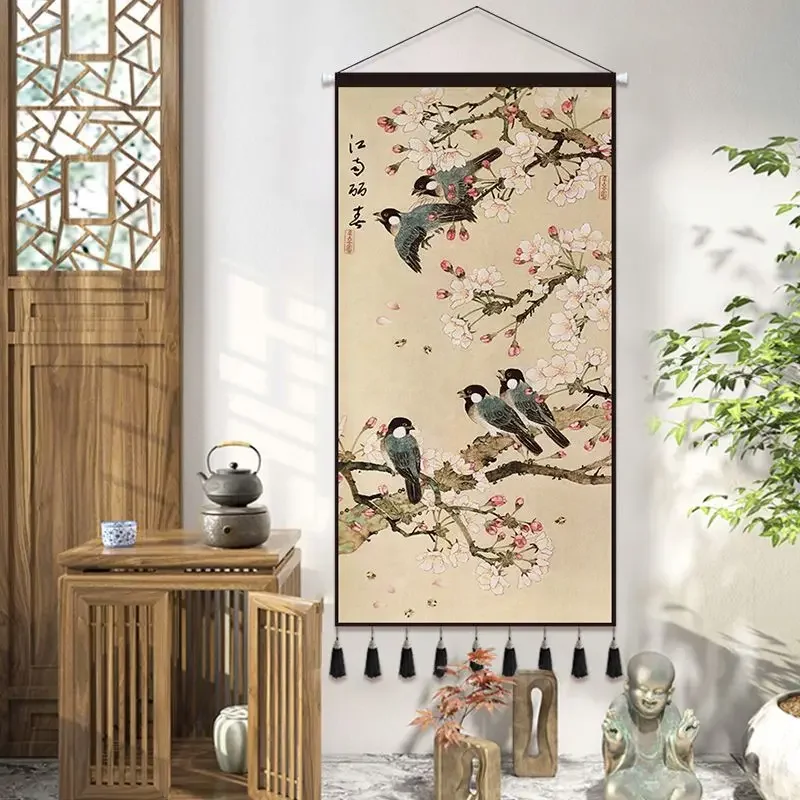 

Traditional Chinese Style Scroll Paintings Living Room Home Office Room Decor Aesthetic Tapestry Wall Hanging House Decoration