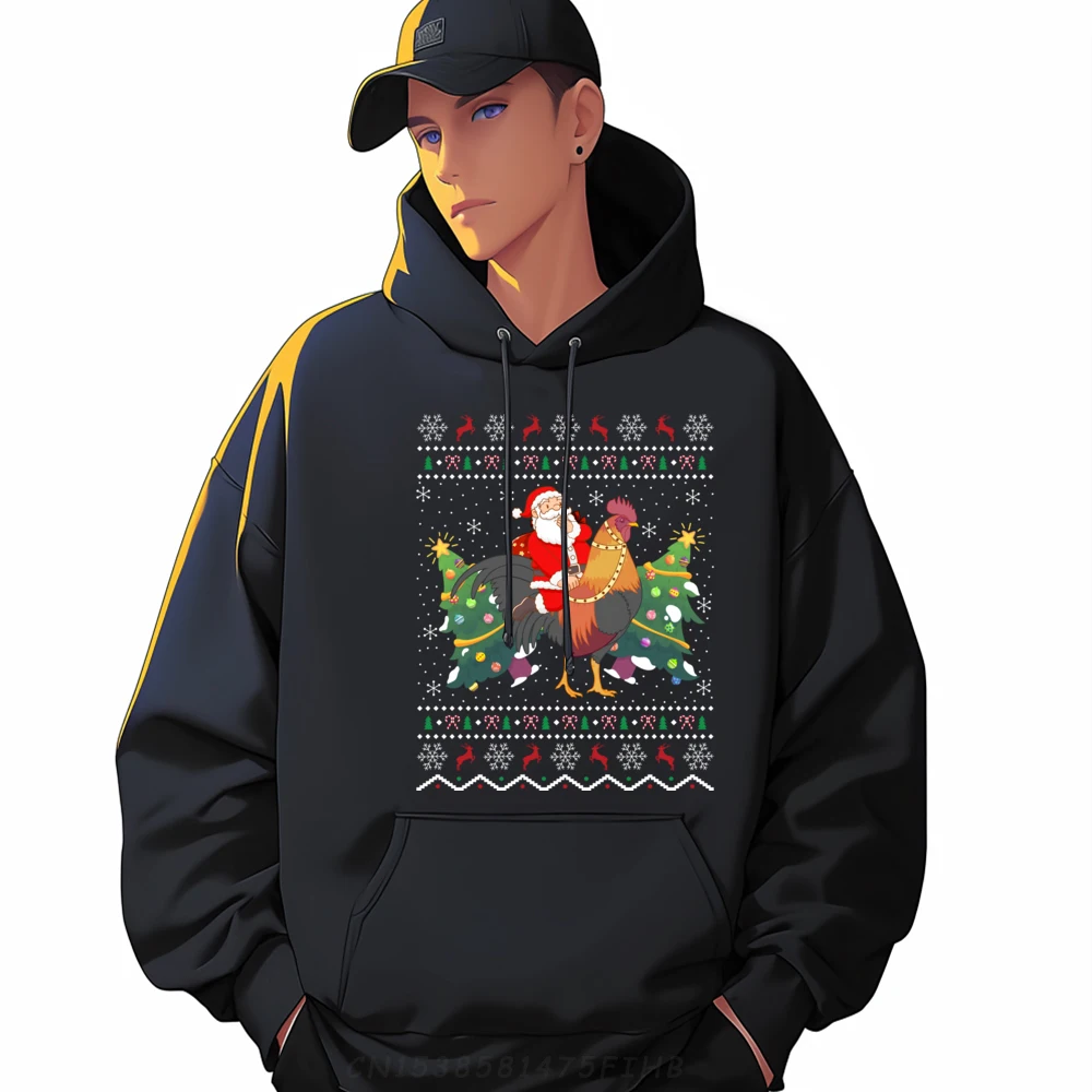 

Rooster Lover Ugly Santa Riding Rooster Christmas Mens Designer Hoodie New Graphic Pullover Hoodies Pullover Hoodies Eu Size