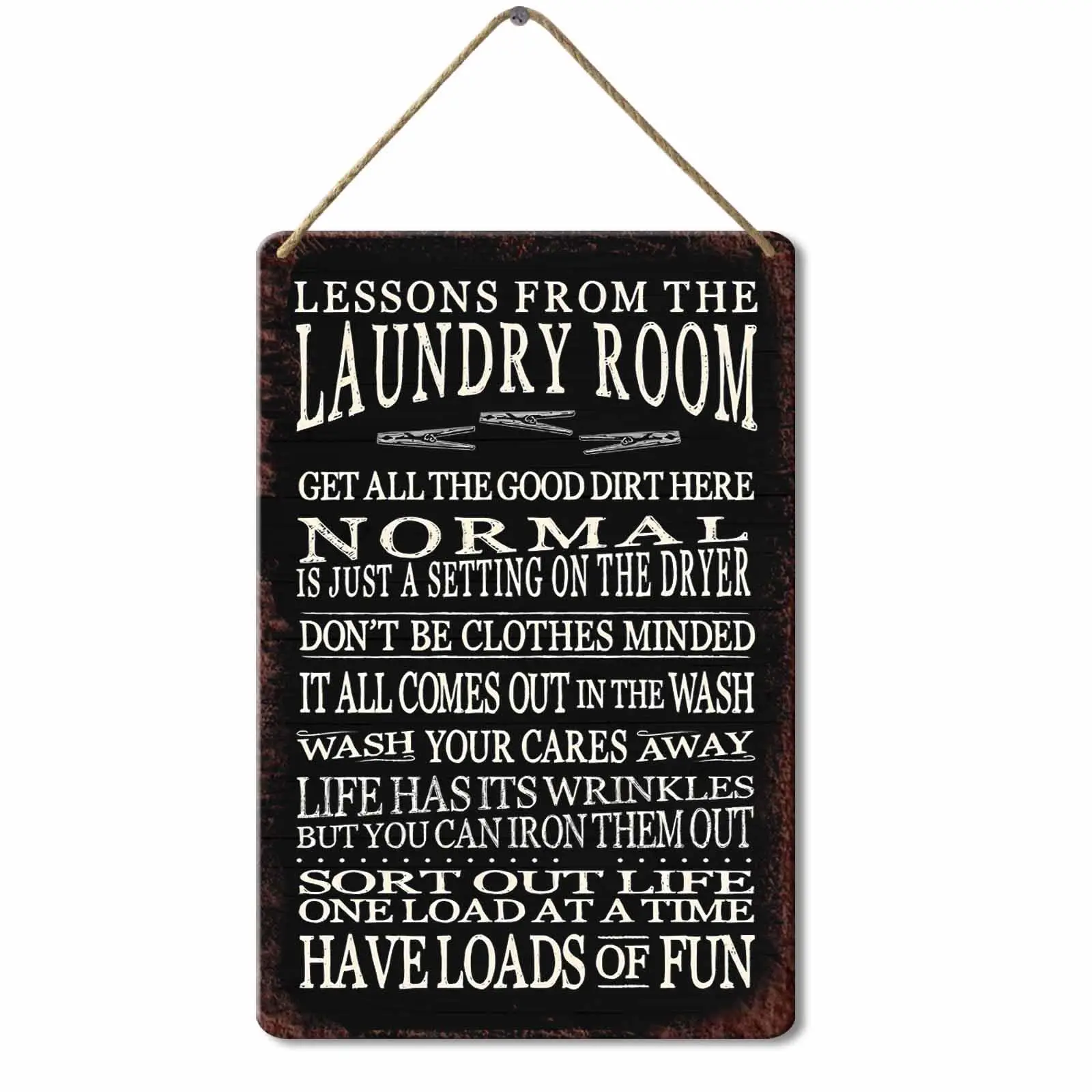 Locmorly Wood Sign Lessons from the Laundry Room Sign, 8x12 Inch, Laundry Room Decorative Wall Sign