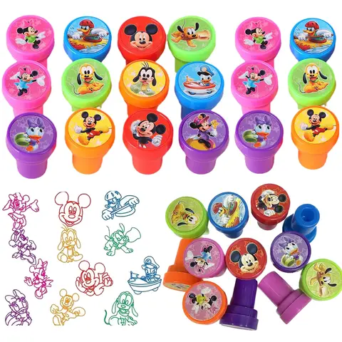12pcs Mickey Stamp Party Favors Mickey Minnie Mouse Seal Stampers for Kids Birthday Giveaway Souvenir Baby Shower Gifts