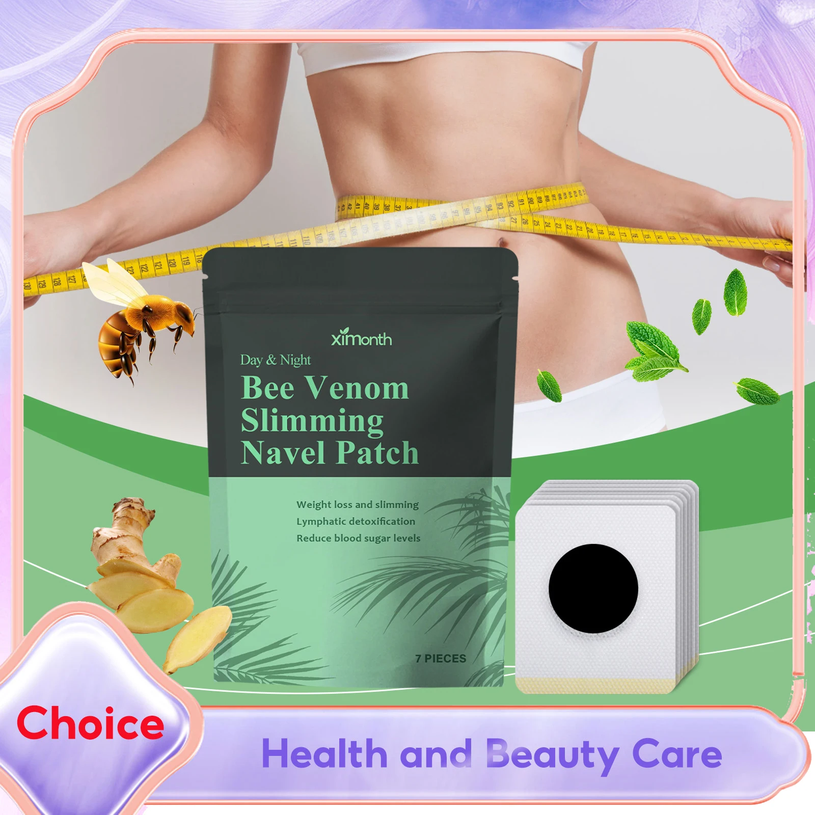 

Bee Venom Navel Patch Relieve Lymphatic Detoxification Fast Burning Grease Eliminate Edema Shaping Weight Loss Abdominal Patch