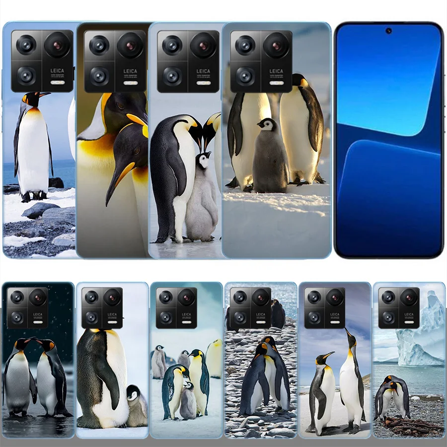 Penguins Love at the North Pole Clear Luxury For Xiaomi Poco X5 X6 Pro X4 F4 GT X3 F6 F5 F3 F2 F1 M5 M4 M3 Mi Note 10 CC9 Pro P