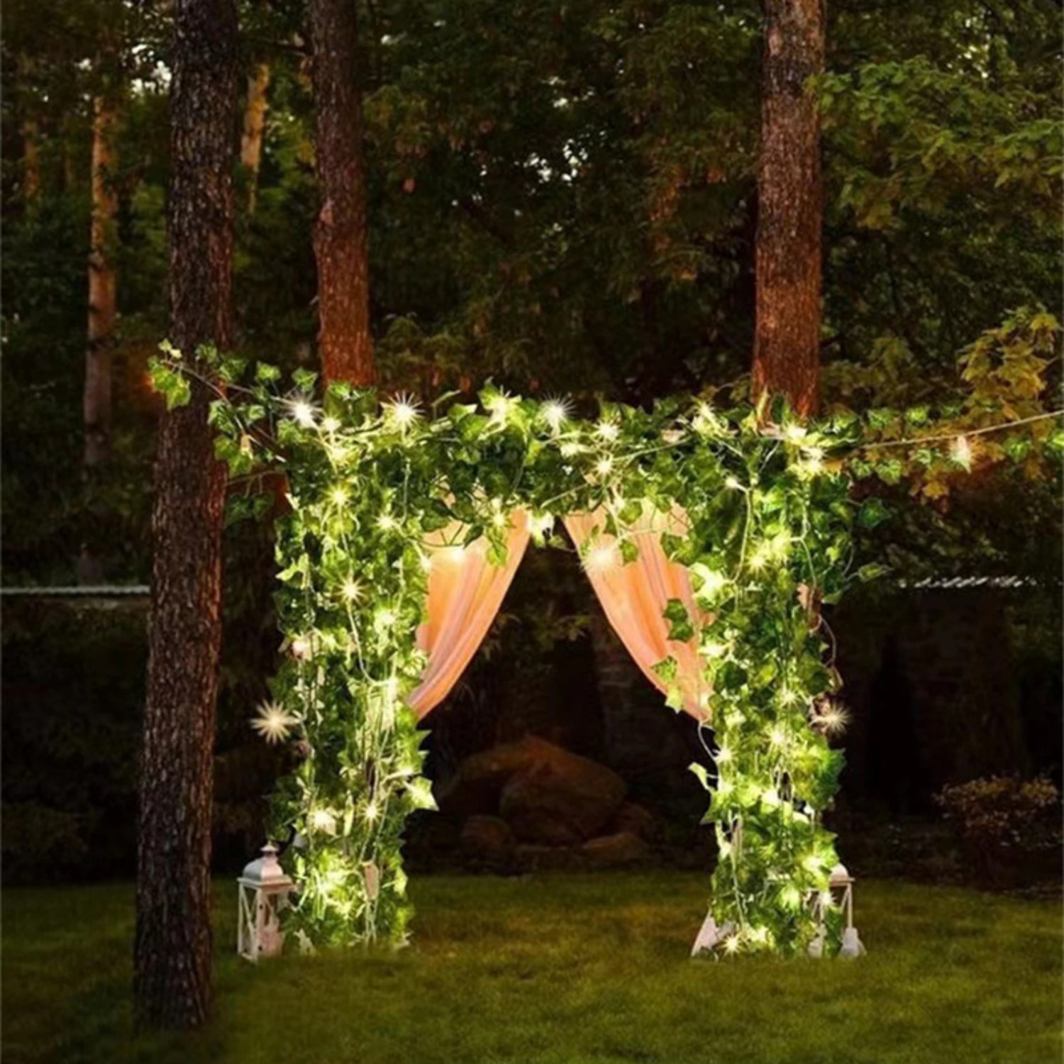 Solar Powered String Lights para decoração do jardim, Green Ivy Vine, Melhorar o seu espaço ao ar livre, Perfeito para o Natal, Novo