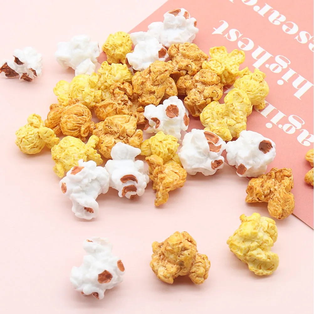 30 قطعة من زينة الفشار الراتنجية الأنيقة، إكسسوارات حرفية للهاتف والمجوهرات، زخرفة إبداعية على شكل فشار