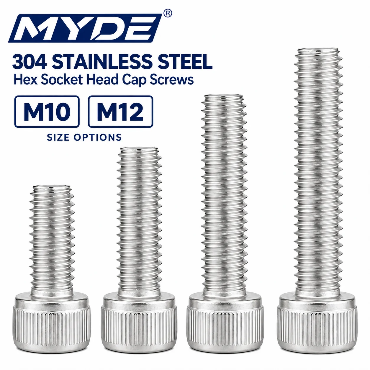 M10 M12 Hex Socket Head Cap Screws 304 Stainless Steel Fully Threaded Bolts for Furniture Garage and Garden Fixtures