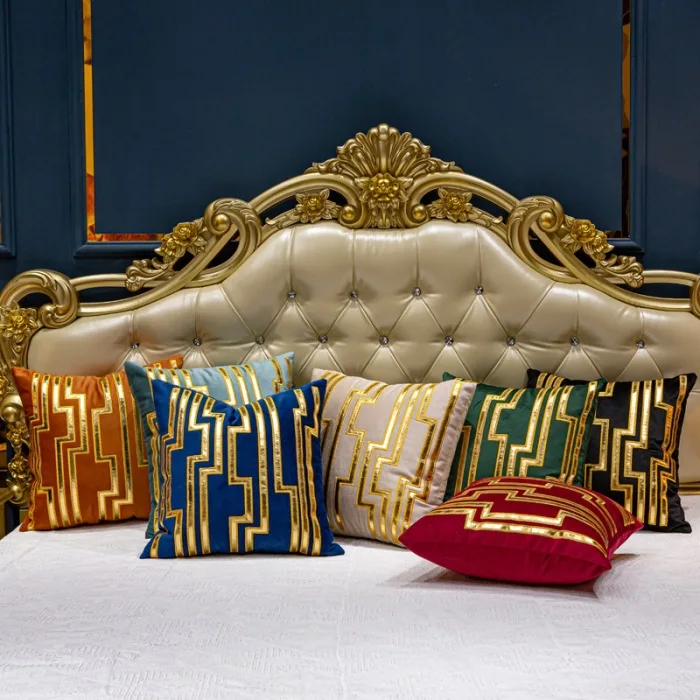European Luxury Living Room Sofa Pillowcase High-end Dutch Velvet Head Back Model Room Villa Patch Embroidered Cushion Cover