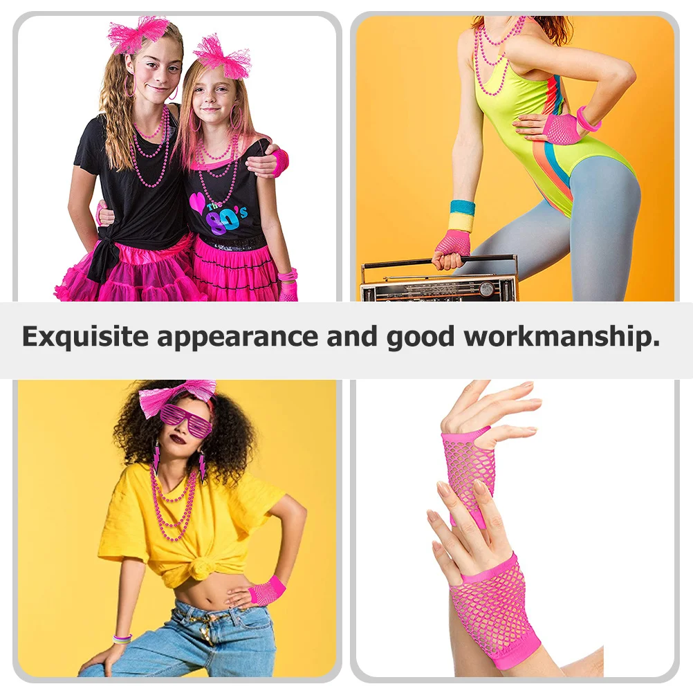 

1Set Retro Themed Necklace Bracelet Earring Glove Headband Practical Party Favors Photo Props for Tuxedo Gothic Parties