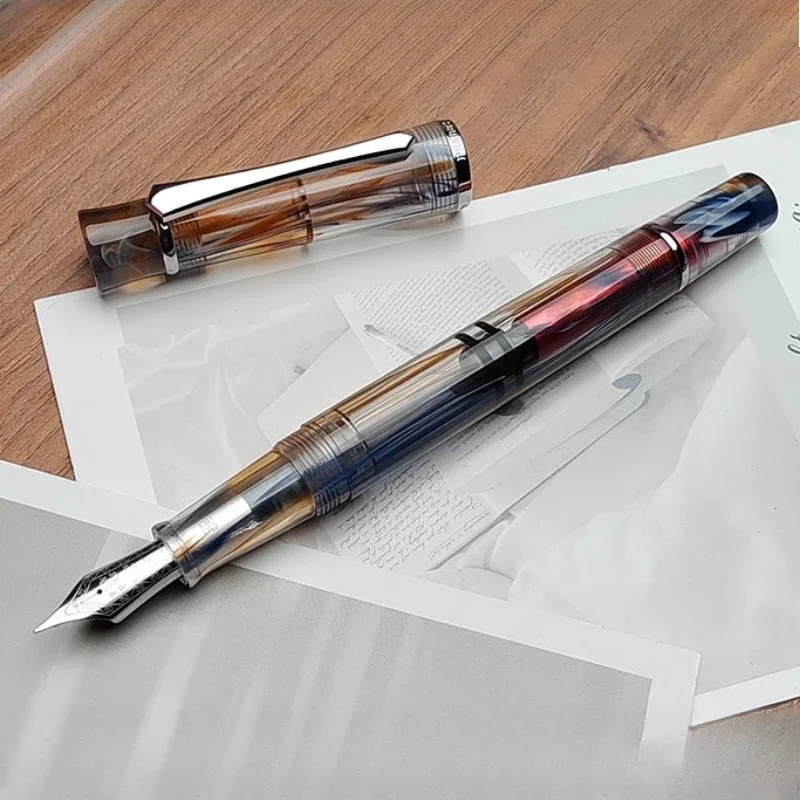 

PENBBS Transparent Acrylic Piston Fountain Pen F 0.5MM Nib Classic Resin Business Signature Pen Luxury Writing Stationery