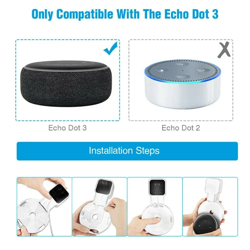 Echo Dot 3 Wall-mounted Audio Bracket for Alexa Echo Dot Intelligent Audio Wall Cable Management Bracket