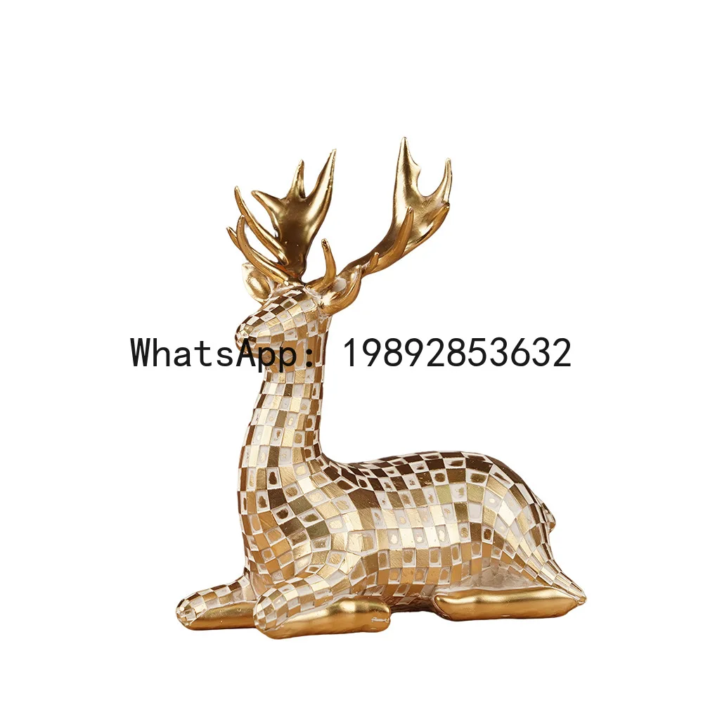 PYJ light luxury creative geometric deer ornament home living room office decoration resin crafts