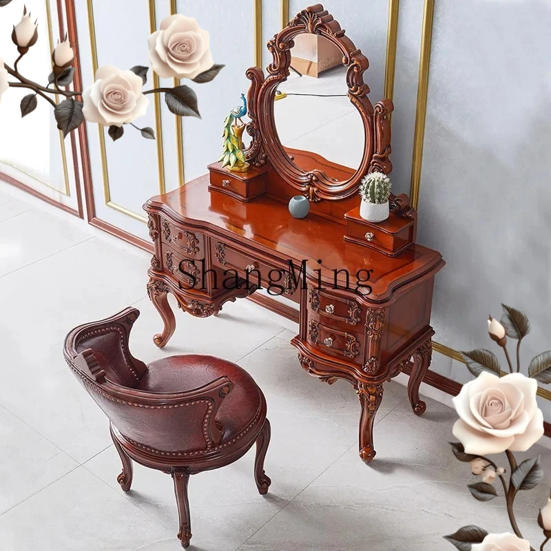 

FG dresser villa bedroom storage cabinet luxury retro old makeup table large princess dresser