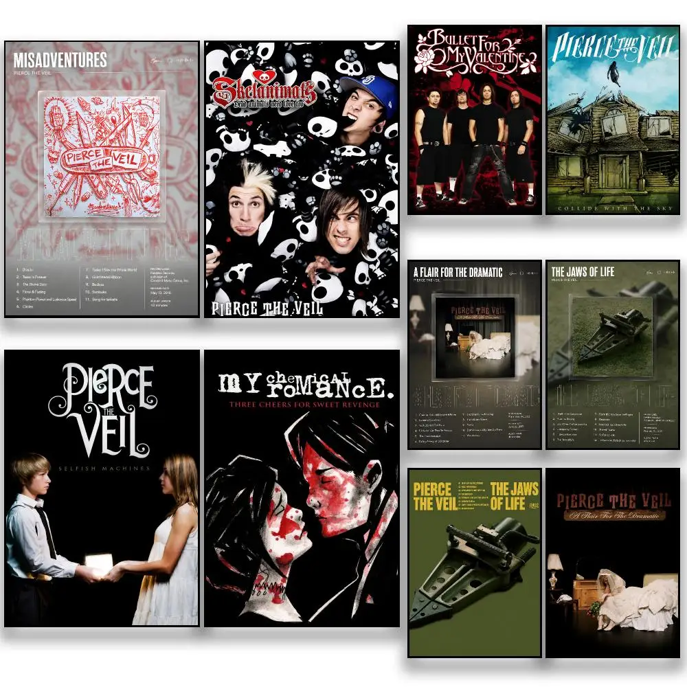 Band P-Pierce the Veil Post-Hardcore Poster HD Removable Wall Art Gift Bedroom Lounge Dorm Office Gaming Cafe Bars