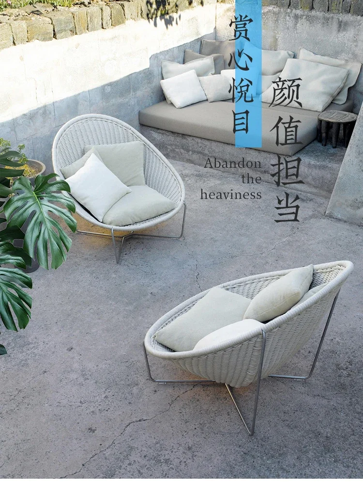 Courtyard Garden Rainproof and Sun Protection Single Sofa Outdoor Balcony Leisure Rattan Chair Outdoor Rattan