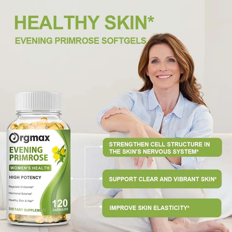 Orgmax Evening Primrose Oil Capsule Hormone Balance Immunity For Women Clear Skin Beauty Female Reproductive Fitnes Dietary