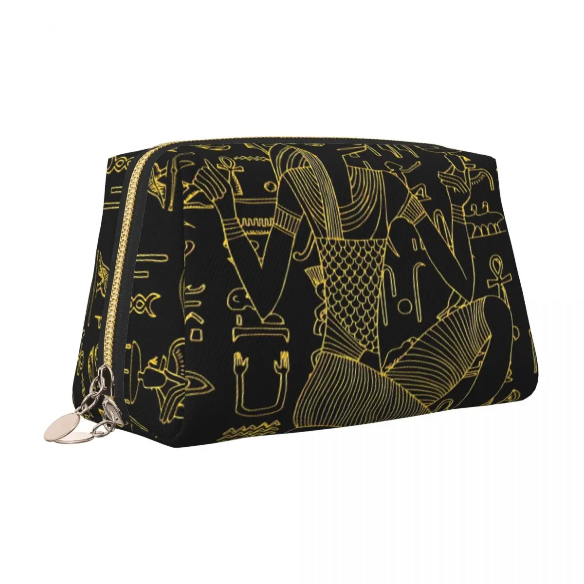 الصليب المصري عنخ حقيبة أدوات الزينة Kawaii مصر القديمة الهيروغليفية ماكياج منظم أدوات التجميل النساء الجمال تخزين Dopp عدة #6