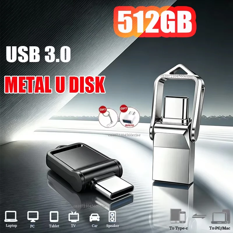 512GB OTG USB Flash Drive USB 3.0 Type C For iPhone iPad 128GB 256GB Pendrive Samsung Android Laptop Memory Phone Stick