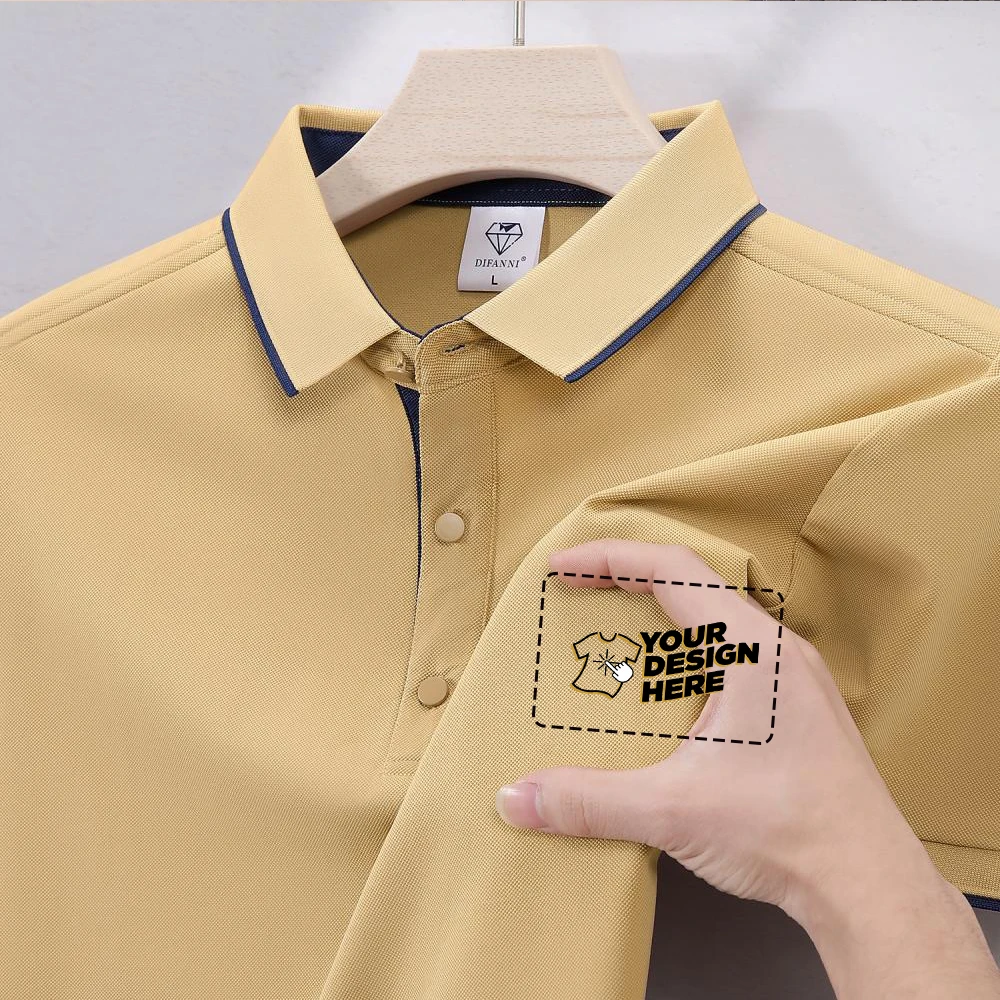 تخصيص شعار قميص بولو الرجال الصيف الرجال السراويل كم بولو الأعمال الفاخرة الرجال تي شيرت طباعة شعار LS-D657