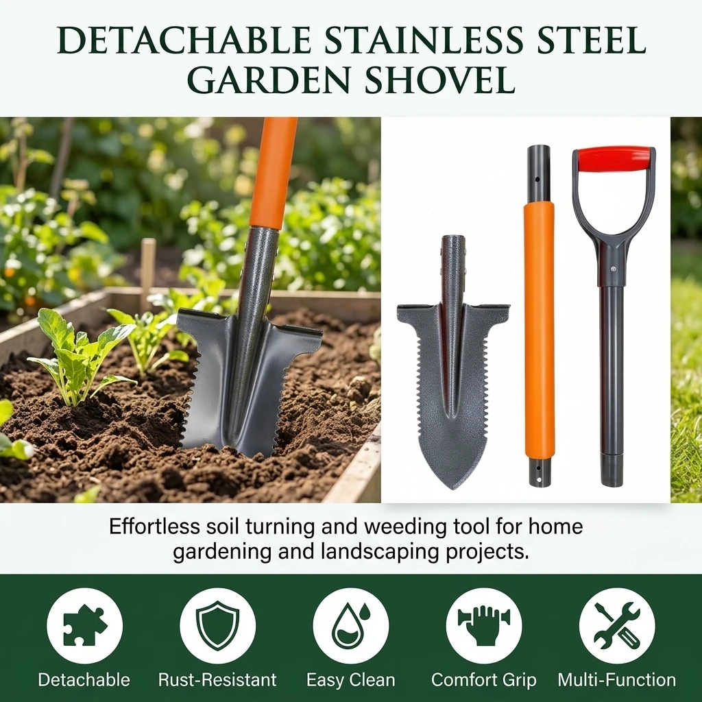 1pc Multi Function Digging Spade Heavy Duty 304 Stainless Steel Garden Shovel for Camping Yard Patio Outdoor Work Durable