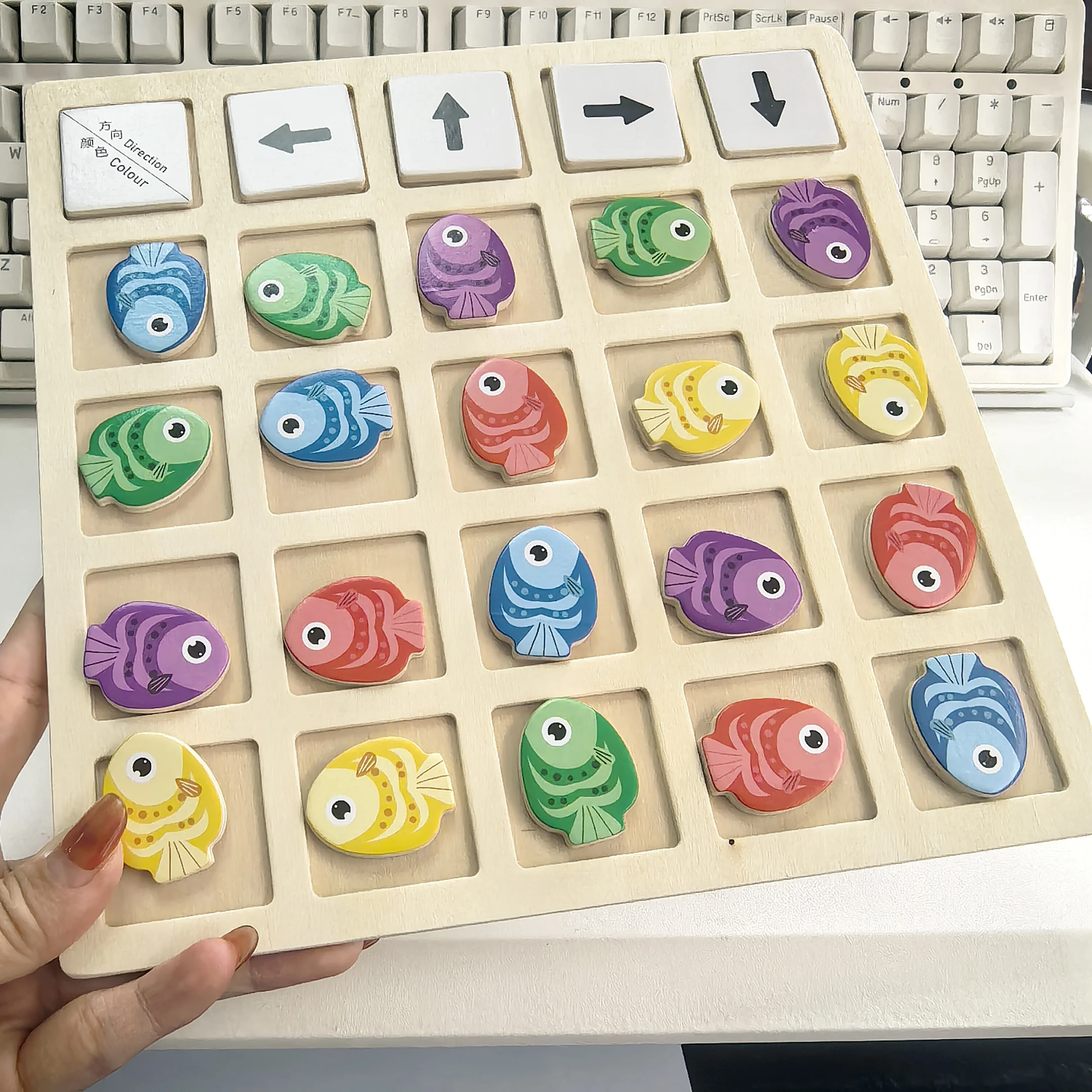 Wooden Montessori Toys Children's Logical Thinking Training Direction Color Cognition Educational Battle Battle Board Game Gifts