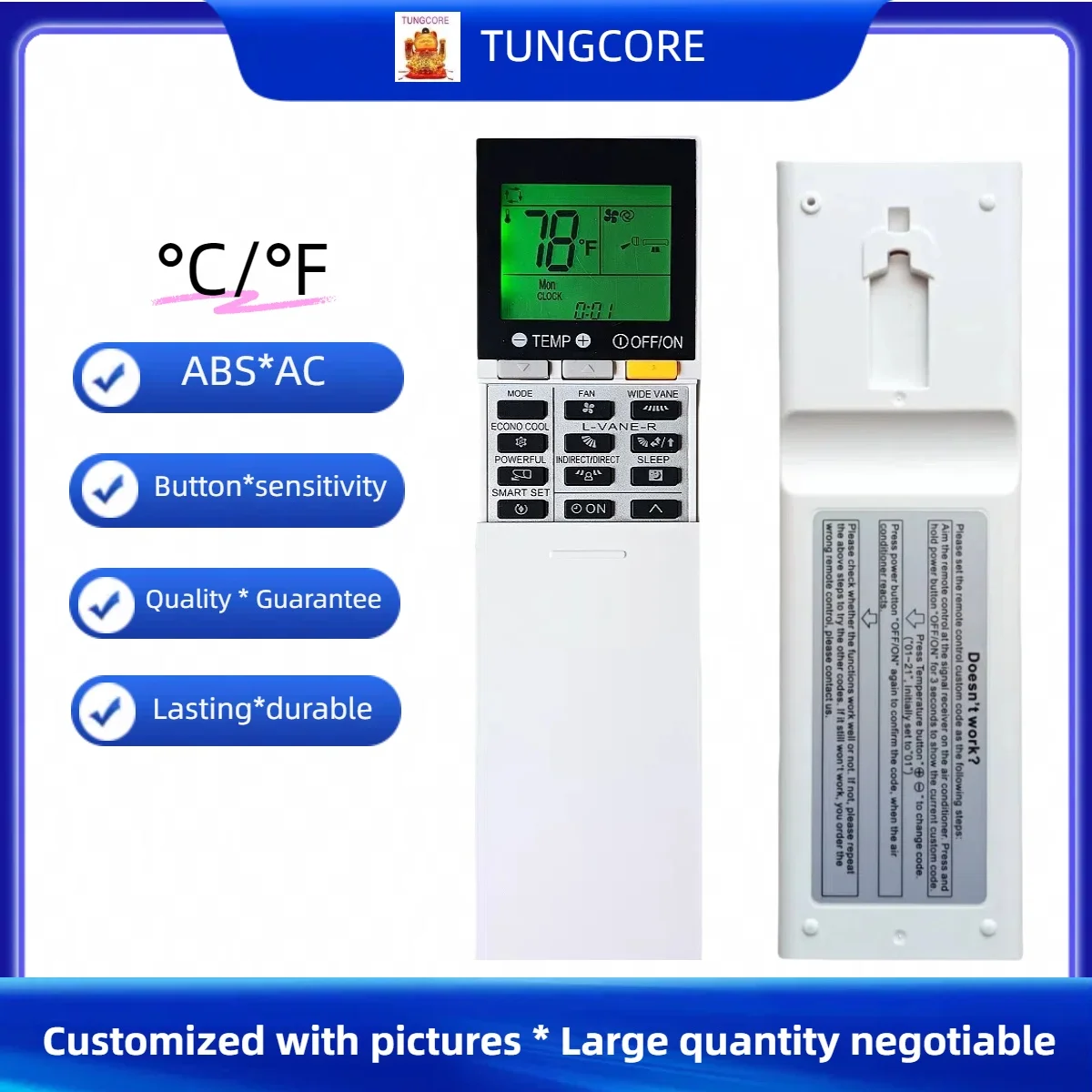 Control remoto Compatible con aire acondicionado Mitsubishi Electric Mr Slim MSZ-GE60VA MSZ-FH06NA MSZ-FH09NA MSZ-FH12NA MSZ-FH15NA