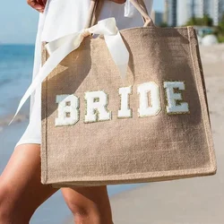 Bride Tote Bag summer beach wedding engagement Bridal Shower girls night Bach weekend Bachelorette hen Party Honeymoon Mrs Gift