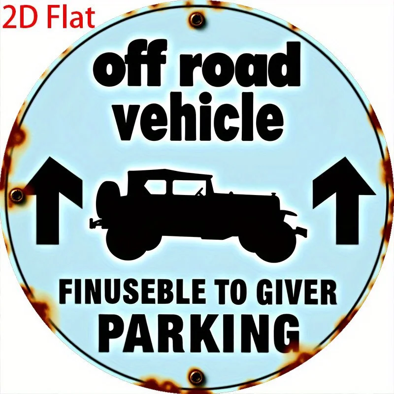 2D Flat - [2D Flat] 2D Plane, 2D Plane Printing 1 Metal Iron Sign 2D Plane, 1 Round Sign - Retro 