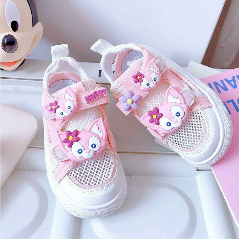 Disney Spring Fashion LinaBell Pink Cartoon Mesh scarpe traspiranti per ragazze scava fuori scarpe sportive Casual rosa Sneakers taglia 23