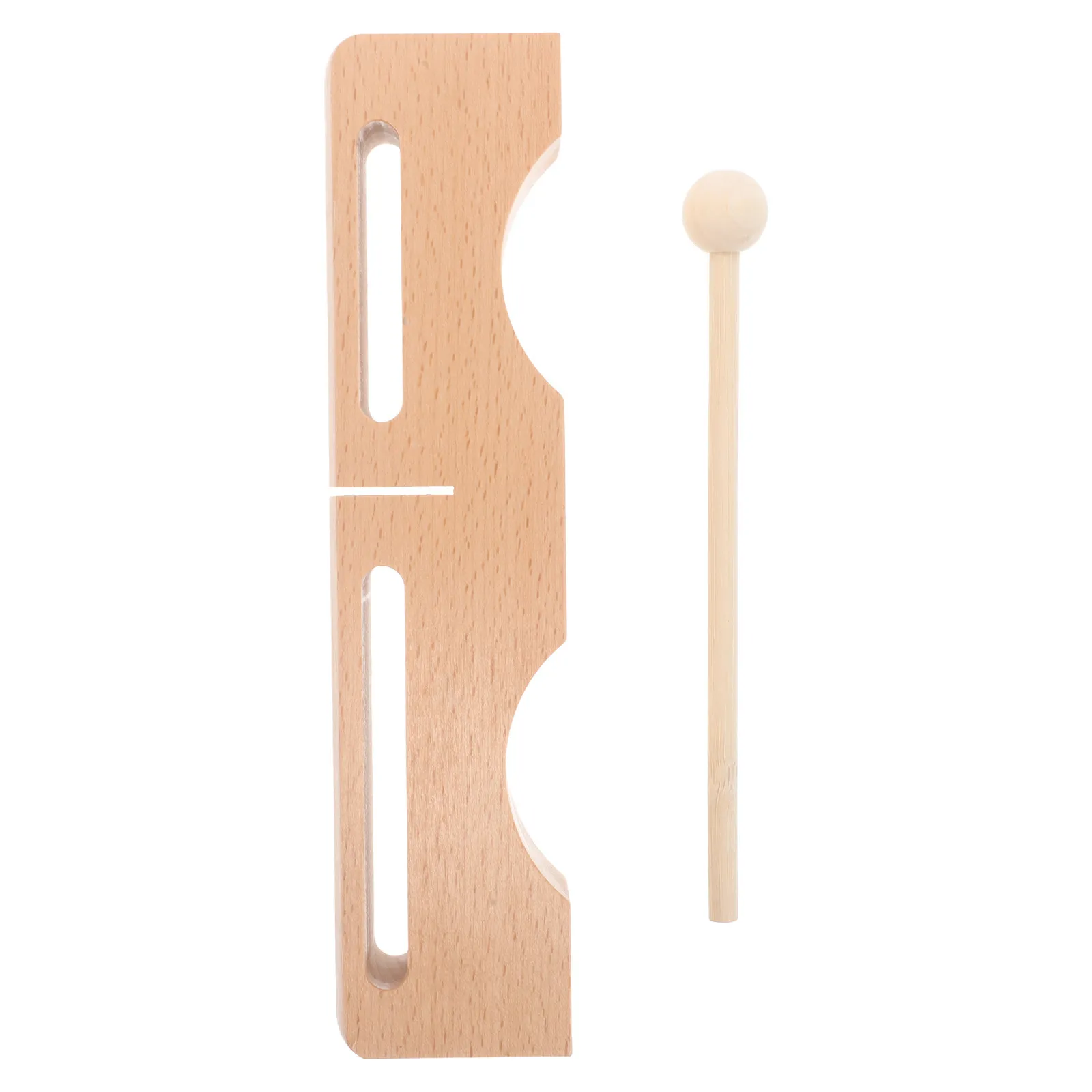 Wooden Percussion Block Dual Bass Tones Light Yellow Beech Wood Handheld Traditional Opera Music Instrument Rhythm Block