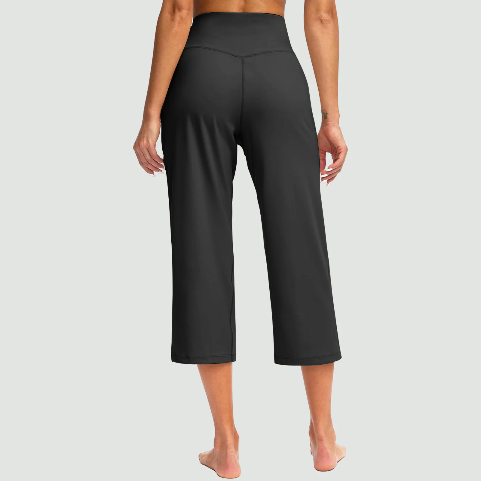 Women's High Waist Wide Leg Yoga Pants 7/8 Stretchy Soft Breathable Side Pockets Fitness Casual Wear