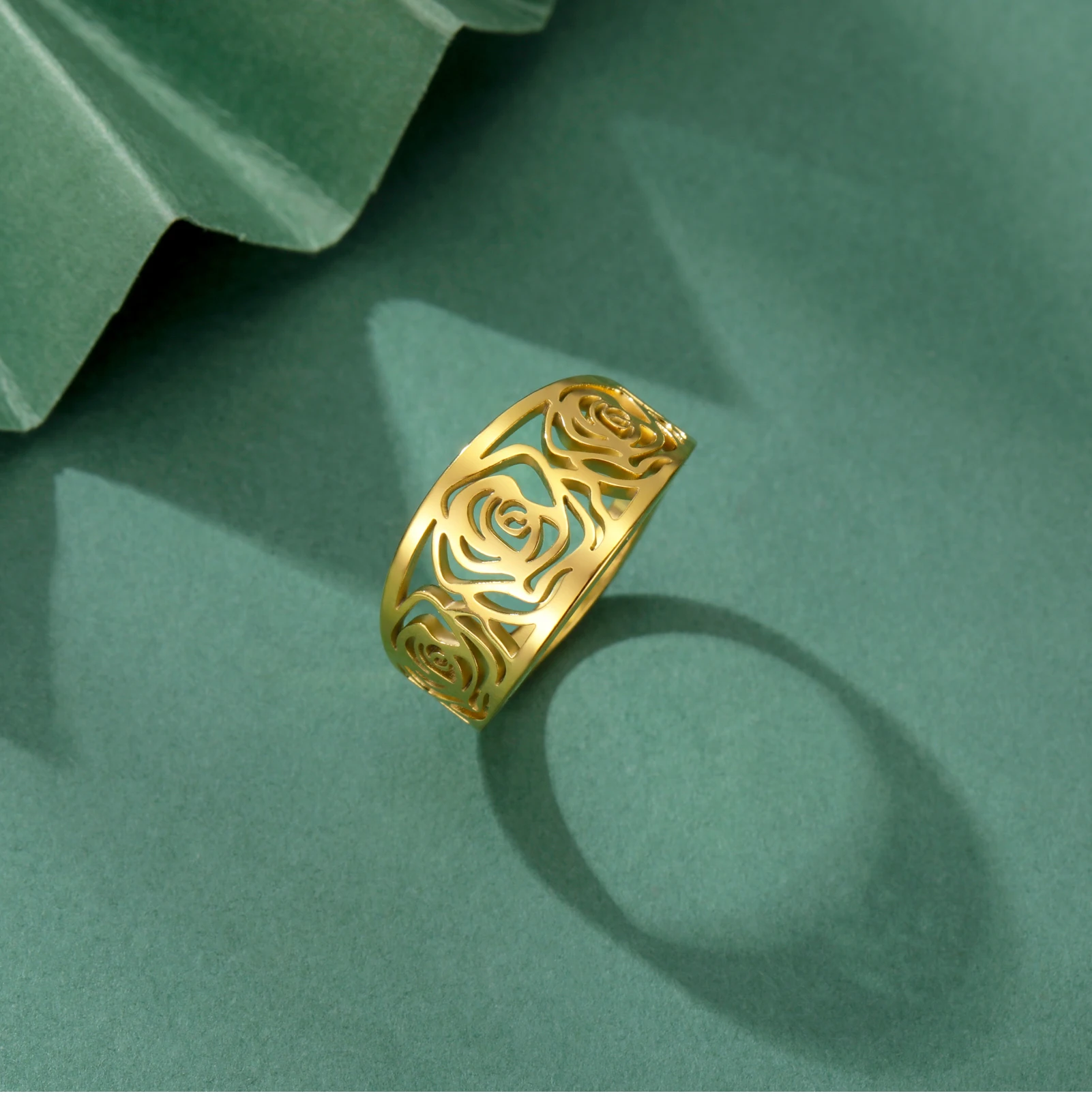 2026 Neuerscheinung Rose Damenringe Retro Edelstahl Goldfarben Täglicher Schmuck Sexy Accessoires für Frauen – Detail 12