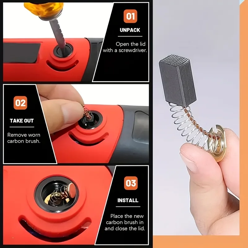 

10 комплектов угольных щеток для двигателей 60, подходящих для угловых шлифовальных машин, электрических молотков, отрезных машин, полировальных машин и т. д.