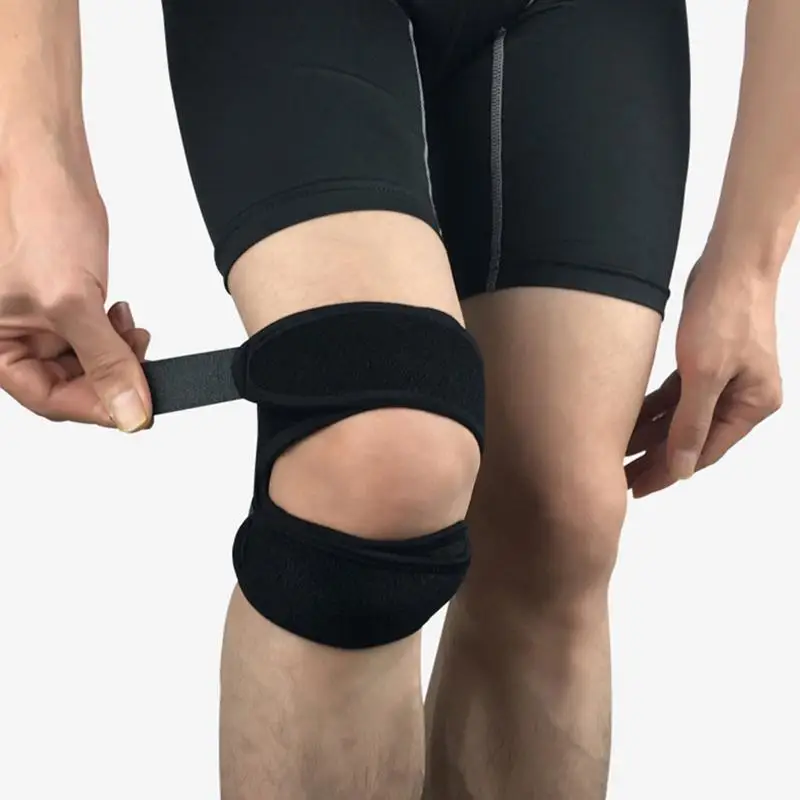 1 PCS Sports Kneepad Double Patellar Knee Patellar Tendon Support Strap Brace Pad Protector Open Knee Wrap Band Fitness Men