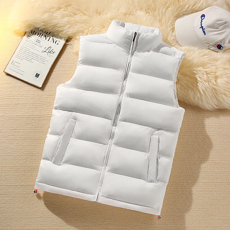 

Men Winter Fleece Warm Loose Zipper Fashion Style Vest Male Vest Coat Men Autumn Sleeveless Solid Outdoor Casual Stand-up Collar