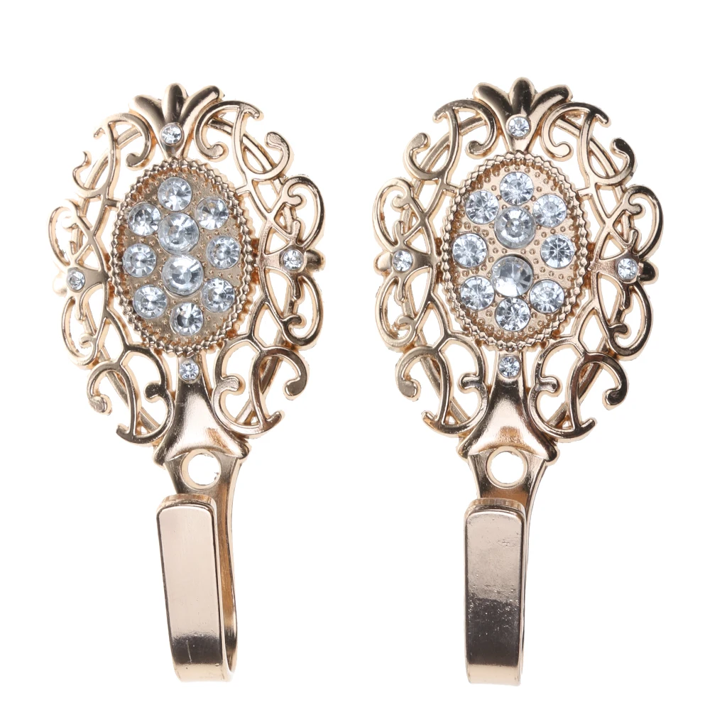 Elegant Curtain Tassel Hook Hanger Zinc Alloy Faux Diamond Tie Back Holder for Wall Curtains and Home Decor