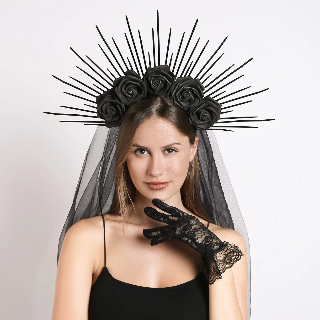 

Dark - themed bridal headband headdress, Baroque - style crown, and ladies' goddess - like hair accessories, suitable for party,