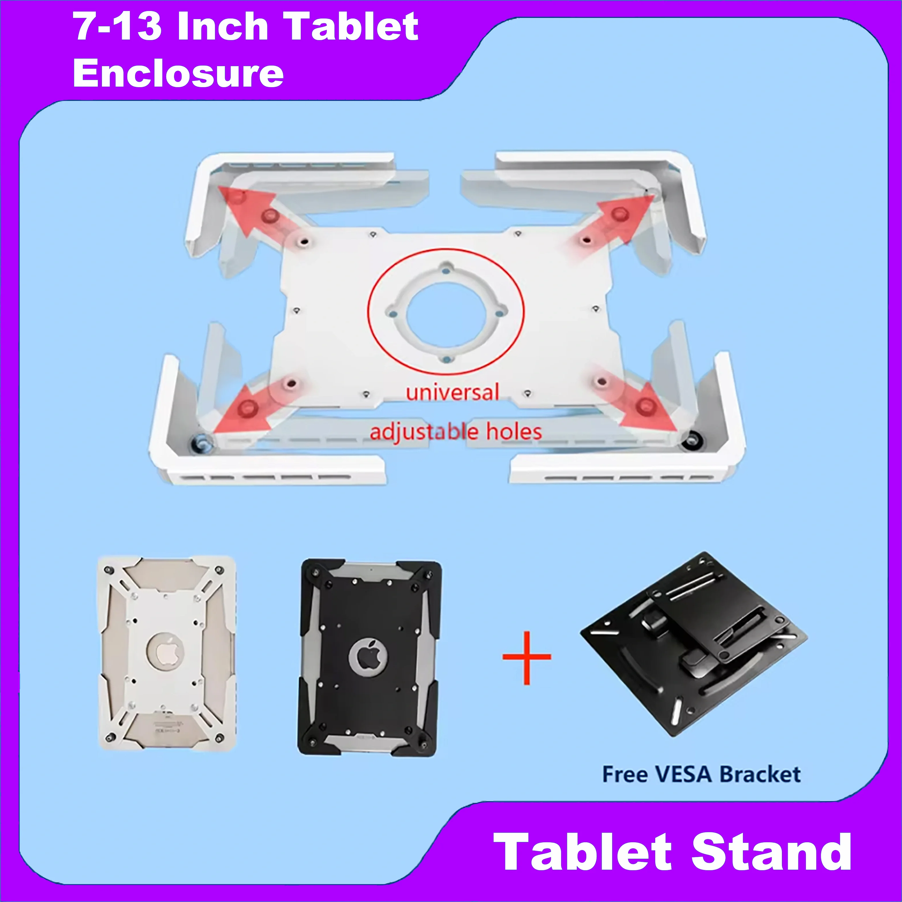 

Wall Mount 7-13 Inch Tablet Enclosure Adjustable iPad Holder Huawei Samsung Android Tablet Bracket Wall Hanging