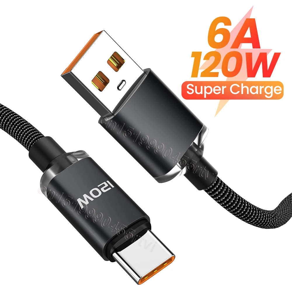 480Mbps USB Type C Data Cable 120W Supercharge USB-C Phone Charger Kable 6A Fast Charging Cord for Xiaomi Redmi Realme