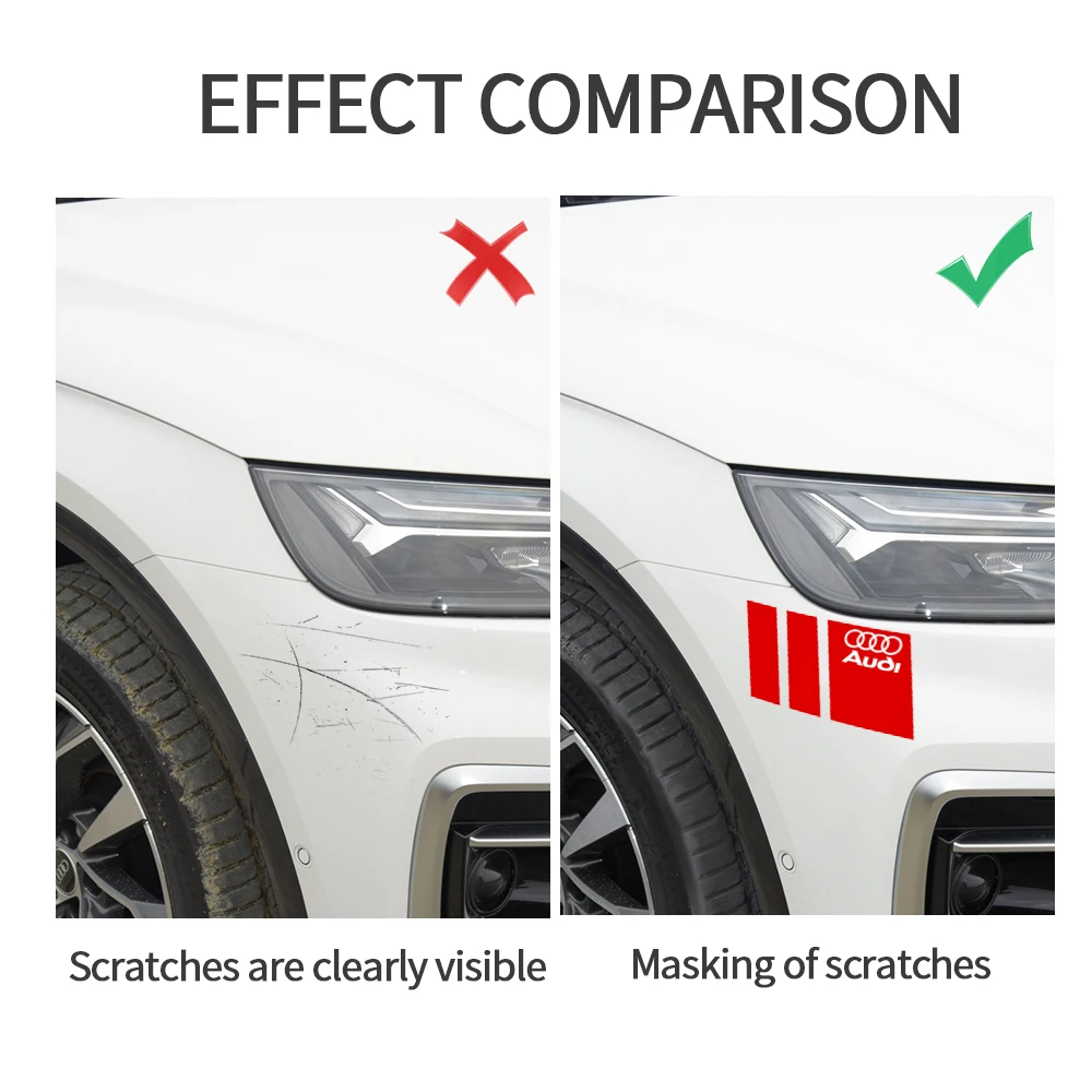 1 pair Car Body Trunk Scratch Sticker Decoration Decal Auto Accessories For Audi A3 8P A4 B8 A6 C7 8V B9 B7 B6 C6 A5 Q5 C5 A1 Q3