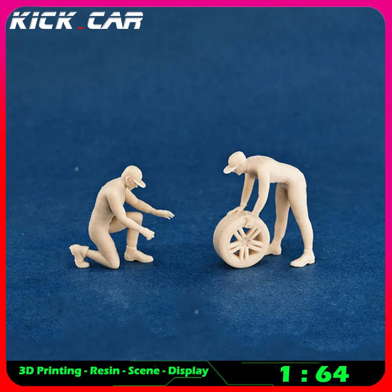 Kickcar 1/64 Automobile Repairman Model Car Diorama Uncolored Resin Garage Scene Figure Decoration Simulation Scene Toy