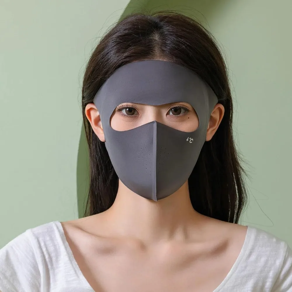 Face-Framing Polyester UPF50+ Sunscreen Mask Breathable Traceless UV Protection Mask Small Hole Thin Ice Silk Face Clothing Work