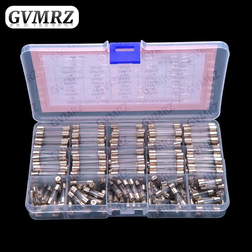 

15Values 250PCS 0.5A-30A glass fuse tubes 5*20 mixed box 6*30mm 0.5A 1A 3A 6A 8A 15A 30A 250V