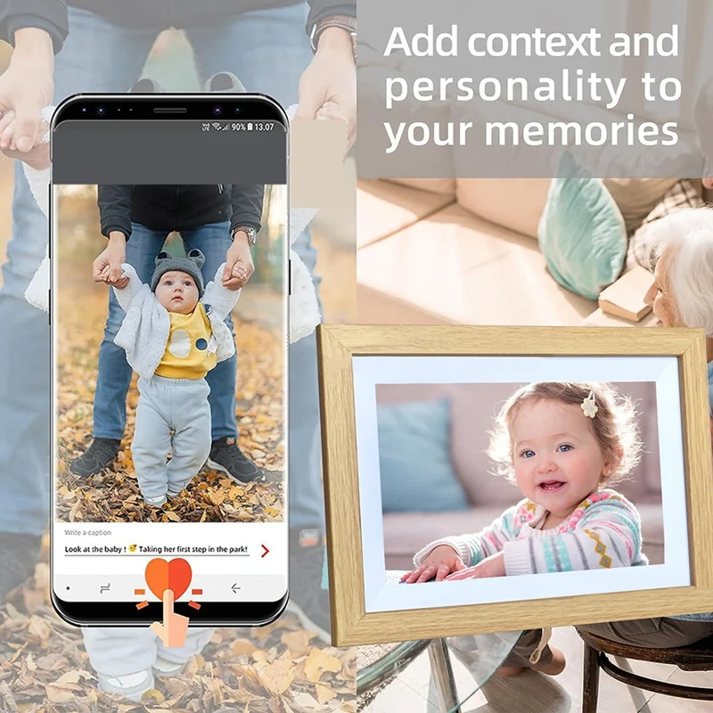 Digital Picture Frame 10.1 Inch Frameo Digital Photo Frame Wifi 32GB Large Storage HD IPS Touch Screen Auto-Rotate EU Plug