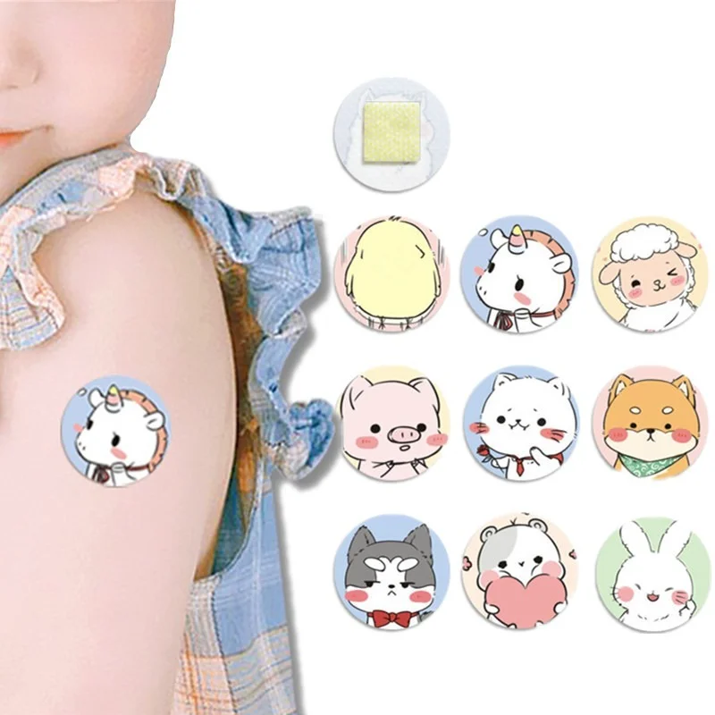 Bandes adhésives imperméables pour enfants, 120 pièces, autocollant rond, bandes de plâtre, Mini bande de Patch à motifs de dessin animé, trou